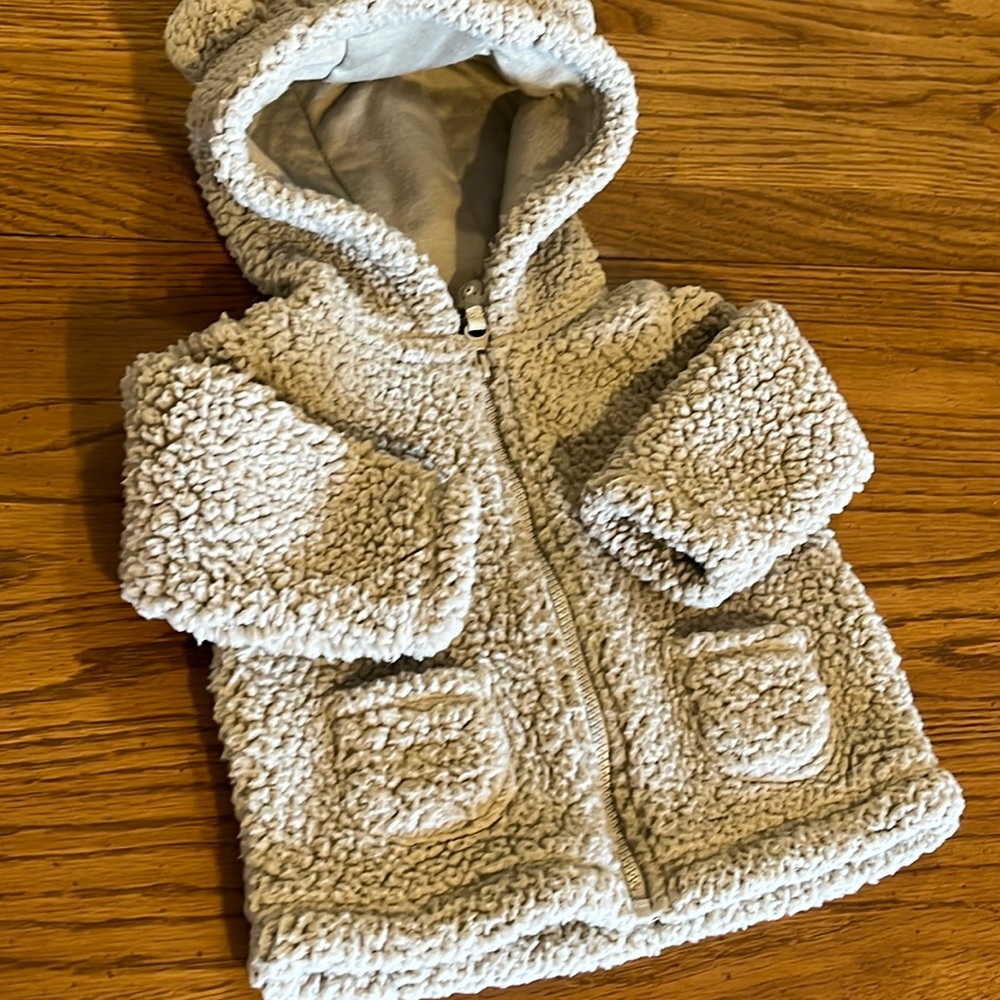 Carter’s Fleece Zip Up Jacket, 3 months, hood and patch pockets